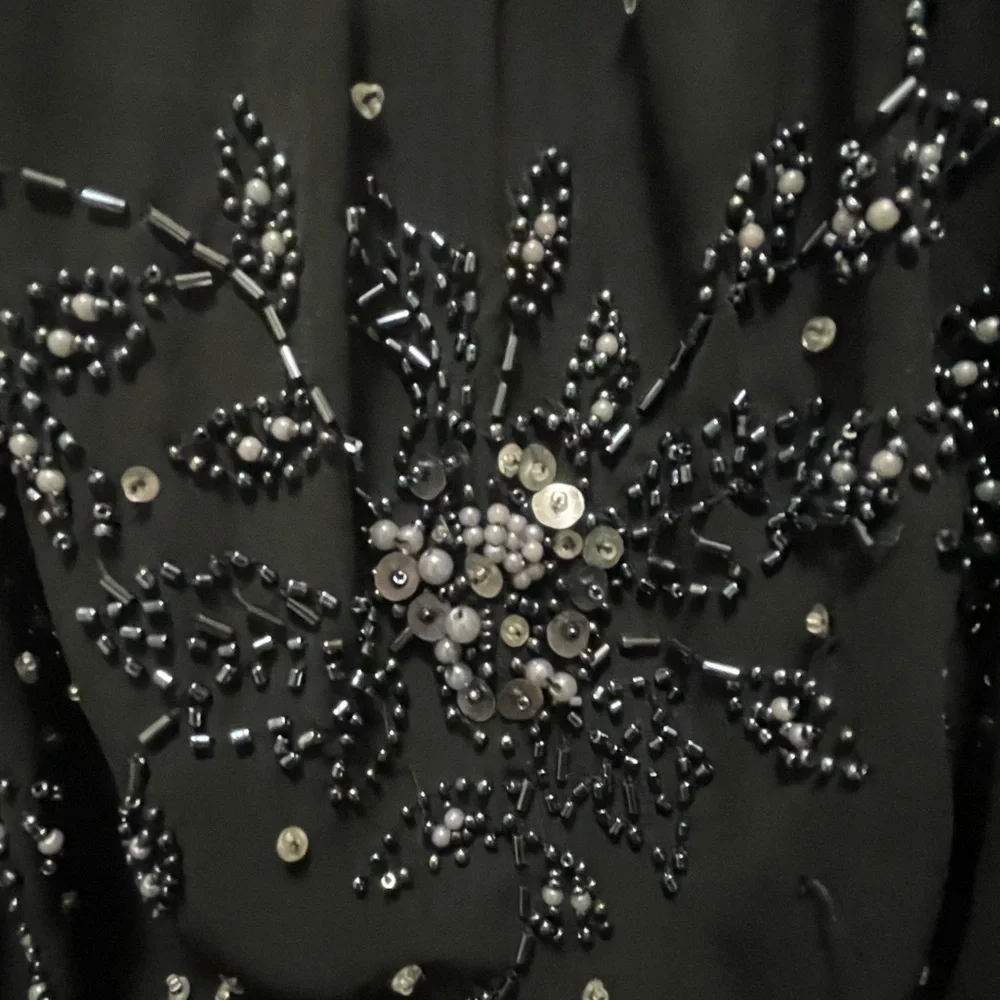 Dress Barn dress size 20W sleeveless black w/beaded top lining under chiffon - Picture 4 of 14